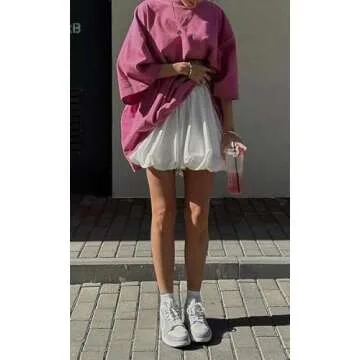 DSORVICD Women Y2k Bubble Skirt Ruffle Hem Pleated A Line Flare Mini Short Skirt Streetwear