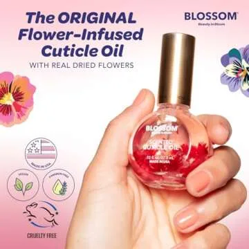 Blossom Cuticle Oil for Nails, Hydrating, Moisturizing, Scented Nail Oil Cuticle Care, Infused with Real Flowers, Made in USA, 0.92 fl. oz, Rose