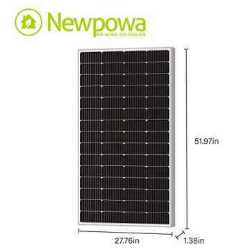 Newpowa 180W(Watt) Solar Panel12V Monocrystalline High Efficiency PV Module Off Grid for RV Trailer ...