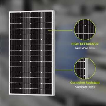 Newpowa 180W(Watt) Solar Panel12V Monocrystalline High Efficiency PV Module Off Grid for RV Trailer Camper Rooftop