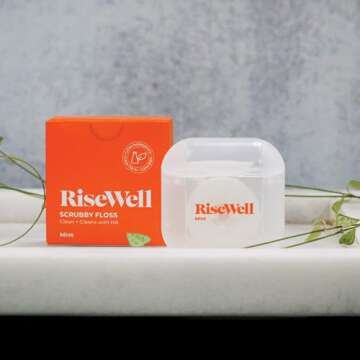RiseWell Scrubby Floss - Natural PFAS Free Dental Floss with Hydroxyapatite - Dentist-Formulated for...