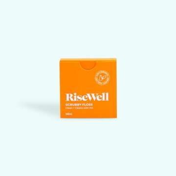 RiseWell Scrubby Floss - Natural PFAS Free Dental Floss with Hydroxyapatite - Dentist-Formulated for Plaque Removal & Enamel Strengthening - Vegan, Non-Toxic, Mint Waxed, 30 Yards