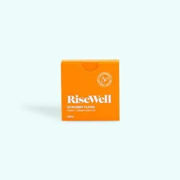 RiseWell Scrubby Floss - Natural PFAS Free Dental Floss with Hydroxyapatite - Dentist-Formulated for Plaque Removal & Enamel Strengthening - Vegan, Non-Toxic, Mint Waxed, 30 Yards