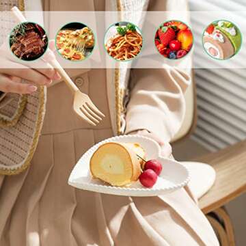 BABALIU 6.3 Inch Porcelain Appetizer Plates Set of 10, Heart Shape Small Dinner Plates, White Dessert Salad Plates Serving Dishes for Cake, Snack, Ice Cream, Waffles, Microwave, Oven, Dishwasher Safe