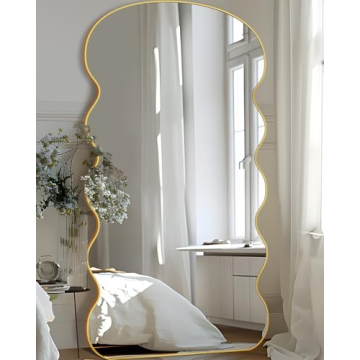 LadyNow 76"x34" Arched Full Length Mirror in Gold