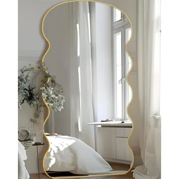 LadyNow 76"x34" Arched Full Length Mirror in Gold