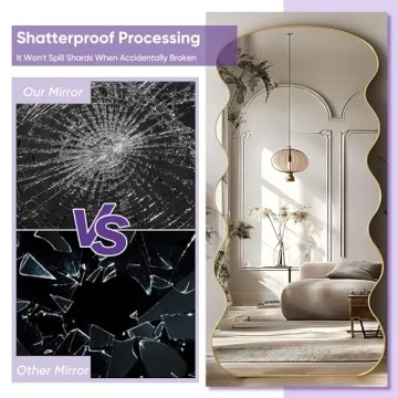 LadyNow 76"x34" Arched Full Length Mirror in Gold