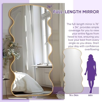 LadyNow 76"x34" Arched Full Length Mirror in Gold