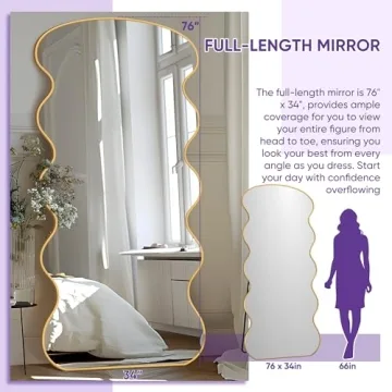 LadyNow 76"x34" Arched Full Length Mirror in Gold