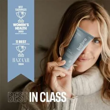 Before Whitening Anti-Cavity Toothpaste, Vegan, Reduces Plaque for Gum Health, Balanced Foaming, Low Abrasion, Long Lasting Minty Fresh Breath, Plant-Based Sugarcane Tube, Made in The USA — 3.5oz