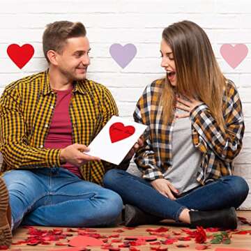 Glenmal 108 Sets Valentine's Day Envelopes with Heart Shaped Cards 4 x 6 Inch Red Pink and Purple Envelopes Valentine's Day Envelopes Blank Heart Greeting Cards for Anniversary Business Exchange