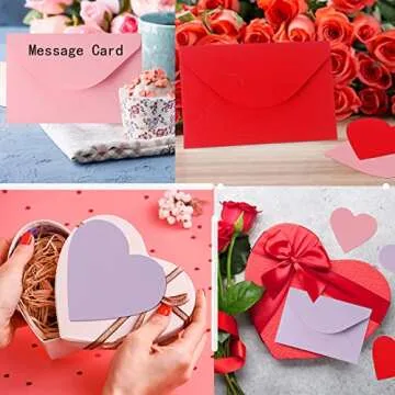Glenmal 108 Sets Valentine's Day Envelopes with Heart Shaped Cards 4 x 6 Inch Red Pink and Purple Envelopes Valentine's Day Envelopes Blank Heart Greeting Cards for Anniversary Business Exchange