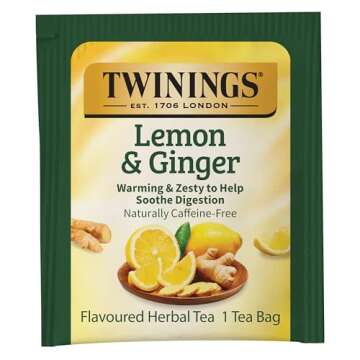Twinings Lemon & Ginger Herbal Tea Bags, 25 Count Pack of 6