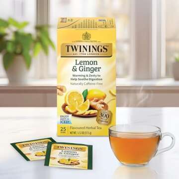 Twinings Lemon & Ginger Herbal Tea Bags, 25 Count Pack of 6