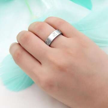 AmorArtSky Love Ring 18k Gold Silver Rings:Friendship Ring With Screw Design Inlay CZ Stainless Stee...