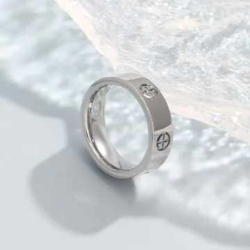 AmorArtSky Love Ring 18k Gold Silver Rings:Friendship Ring With Screw Design Inlay CZ Stainless Steel Wedding Promise Bands Jewelry Mother's Day Birthday Gifts for Women,Size 6-10