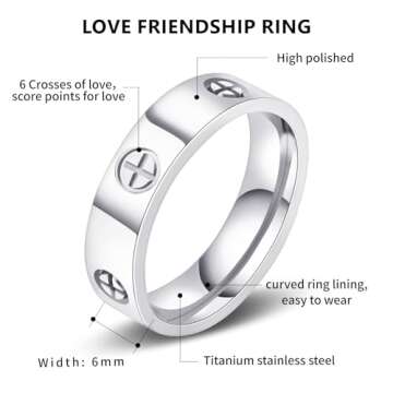 AmorArtSky Love Ring 18k Gold Silver Rings:Friendship Ring With Screw Design Inlay CZ Stainless Steel Wedding Promise Bands Jewelry Mother's Day Birthday Gifts for Women,Size 6-10