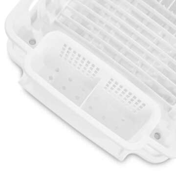 JOEY'Z EXTRA LARGE Heavy Duty Sturdy Hard Plastic Sink Set with Dish Rack with Attached Drainboard Cup Holders for Home Kitchen Counter Top Organizer - White (18 3/4" L x 13 3/4" W x 5 1/2")