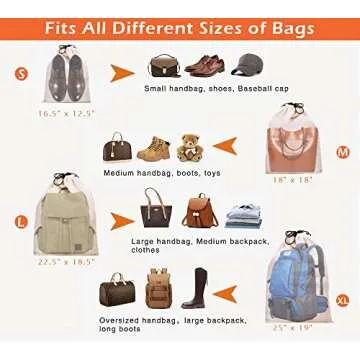 MISSLO Set of 3 Cotton Breathable Dust-proof Drawstring Storage Pouch Multi-functional Bag. Pack 3 S