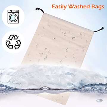 MISSLO Set of 3 Cotton Breathable Dust-proof Drawstring Storage Pouch Multi-functional Bag. Pack 3 S