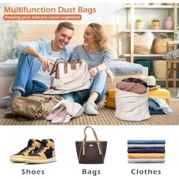 MISSLO Set of 3 Cotton Breathable Dust-proof Drawstring Storage Pouch Multi-functional Bag. Pack 3 S