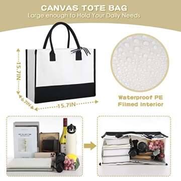 Reginary 12 Pack Canvas Tote Bags Initial Classic Present Bag Personalized Canvas Beach Bag for Wedd...