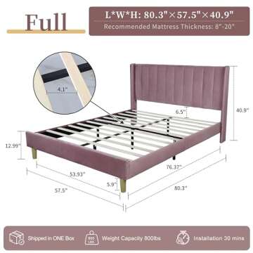 Zanmintaobo Upholstered Platform Bed Frame/Mattress Foundation/Wood Slat Support/No Box Spring Neede...