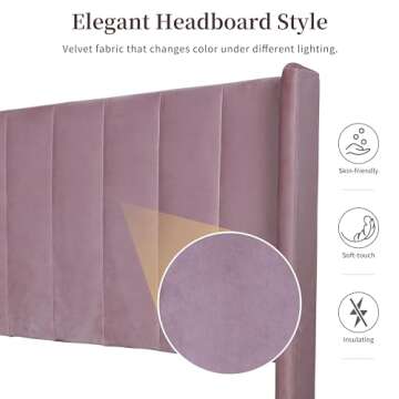 Zanmintaobo Upholstered Platform Bed Frame/Mattress Foundation/Wood Slat Support/No Box Spring Needed/Easy Assembly, Full, Pink