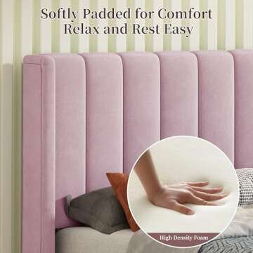 Zanmintaobo Upholstered Platform Bed Frame/Mattress Foundation/Wood Slat Support/No Box Spring Needed/Easy Assembly, Full, Pink