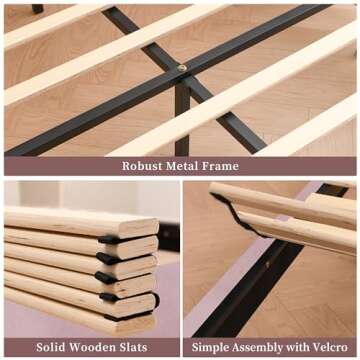 Zanmintaobo Upholstered Platform Bed Frame/Mattress Foundation/Wood Slat Support/No Box Spring Needed/Easy Assembly, Full, Pink