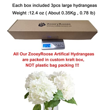ZooeyRoose 21'' Large Faux Hydrangea Flowers for Elegant Decor