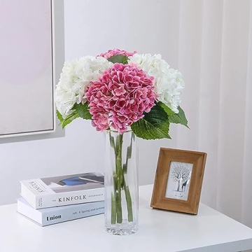 ZooeyRoose 21'' Large Faux Hydrangea Flowers for Elegant Decor