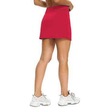 LouKeith Women’s Skirts Tennis Golf High Waisted Casual Summer Shorts Skorts with Pockets for Athletic Sport Active Red M
