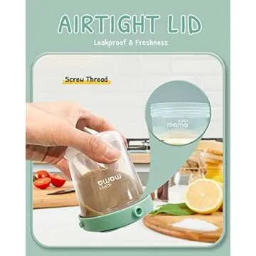 SUPERMAMA Plastic Baby Food Containers 12 Set(2/4/7oz),Stackable Baby Food Storage Containers with Lids,Baby Food Jars for Snack,Puree,Freezer Safe,Easy Storage&Freshness,Microwavable,BPA Free, Green