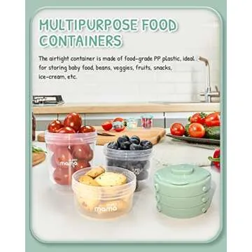 SUPERMAMA Plastic Baby Food Containers 12 Set(2/4/7oz),Stackable Baby Food Storage Containers with Lids,Baby Food Jars for Snack,Puree,Freezer Safe,Easy Storage&Freshness,Microwavable,BPA Free, Green