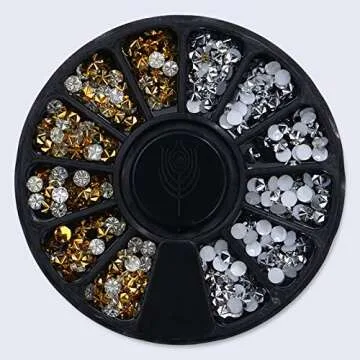 UR SUGAR Nail Art Rhinestones AB Color Nail Jewelry Decorations Gold Silver Nail Studs Rivet Ball Beads Marquise Rhinestone Flat Bottom 5 Boxes With 1pc Rhinestone Picker Pen