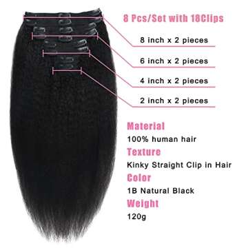 Tahikie Kinky Straight Clip-ins for Beautiful Hair Volumes