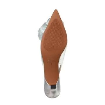 Castiel Women's Floral Leather Kitten Heel Slingbacks