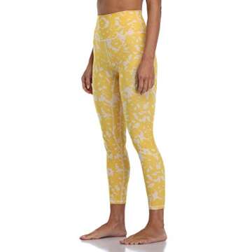 Colorfulkoala Women's High Waisted Pattern Leggings Full-Length Yoga Pants (S, Yellow Floral Print)