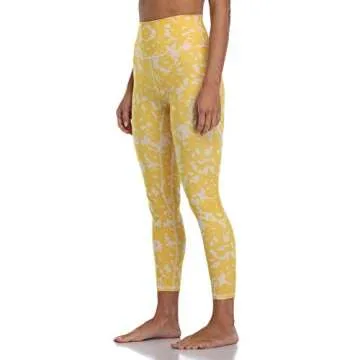 Colorfulkoala Women's High Waisted Pattern Leggings Full-Length Yoga Pants (S, Yellow Floral Print)