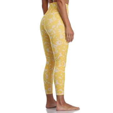 Colorfulkoala Women's High Waisted Pattern Leggings Full-Length Yoga Pants (S, Yellow Floral Print)