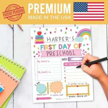 First Day of School Sign – 10 Double-Sided First & Last Day Boards, 8x10 Back to School Sign Photo Prop for Kids, First Day of School Board for Preschool, Kindergarten, and Grade School - Rainbow Pink