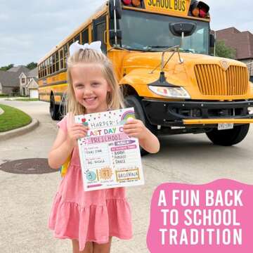 First Day of School Sign – 10 Double-Sided First & Last Day Boards, 8x10 Back to School Sign Photo Prop for Kids, First Day of School Board for Preschool, Kindergarten, and Grade School - Rainbow Pink