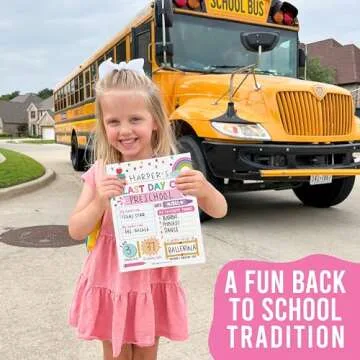 First Day of School Sign – 10 Double-Sided First & Last Day Boards, 8x10 Back to School Sign Photo Prop for Kids, First Day of School Board for Preschool, Kindergarten, and Grade School - Rainbow Pink