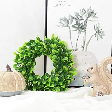 Lvydec 11" Mini Boxwood Wreath for Home Decoration