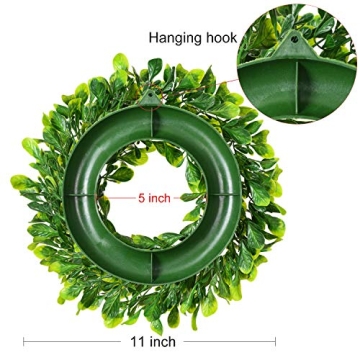 Lvydec 11" Mini Boxwood Wreath for Home Decoration
