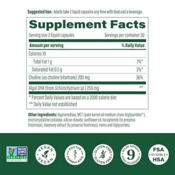 MegaFood Baby & Me 2 Prenatal DHA & Choline - Vitamins for Women - Plant-Based Liquid DHA and Choline for Baby's Brain and Eye Development During Pregnancy - Vegan - 60 Capsules (30 Servings)