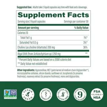 MegaFood Baby & Me 2 Prenatal DHA & Choline - Vitamins for Women - Plant-Based Liquid DHA and Choline for Baby's Brain and Eye Development During Pregnancy - Vegan - 60 Capsules (30 Servings)