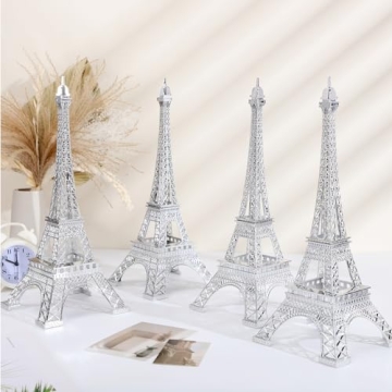 Therwen 4 Pcs 15 Inch Eiffel Tower Statue Decor - Paris Craft Art Statue Model Gift