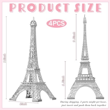 Therwen 4 Pcs Eiffel Tower Statues for Home Decor